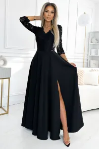 Čierne spoločenské šaty s čipkou Veľkosť: XXL