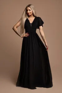 Čierne spoločenské šifónové šaty Veľkosť: L