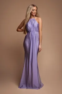 Fialové priliehavé šaty s kovovou aplikáciou Veľkosť: L