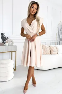 Krémové midi šaty s áčkovou sukňou Veľkosť: L