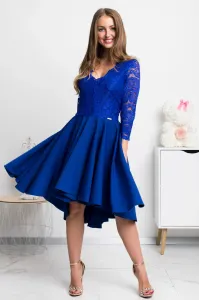 Modré asymetrické šaty s čipkou Veľkosť: 4XL
