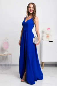 Modré dlhé spoločenské šaty s rozparkami Veľkosť: S