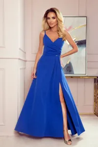 Modré spoločenské šaty na ramienka Veľkosť: XL