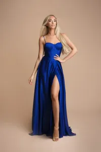 Modré spoločenské šaty s korzetom Veľkosť: L
