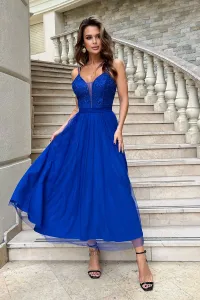 Modré spoločenské šaty s tylovou sukňou Veľkosť: L #7605919