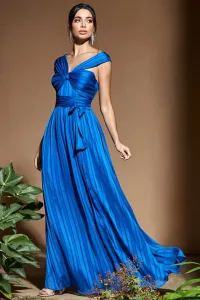 Modré spoločenské šaty s viazaním Veľkosť: M
