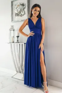 Modré trblietavé šaty s rozparkom Veľkosť: M #5144291