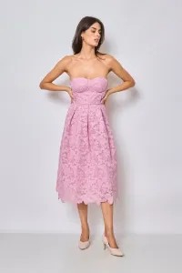 Ružové midi šaty s krajkou Veľkosť: S
