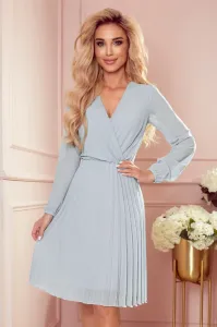 Sivé krátke šaty so skladanou sukňou Veľkosť: L