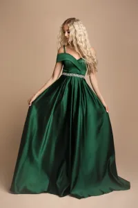 Smaragdové lesklé šaty s kamienkami Veľkosť: S