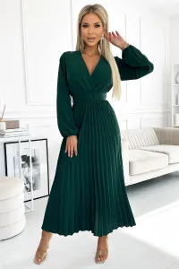 Smaragdové midi šaty s plisovanou sukňou Veľkosť: UNI