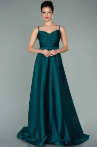 Smaragdové saténové šaty na ramienka Veľkosť: M