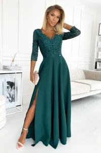 Smaragdové spoločenské šaty s čipkou Veľkosť: S