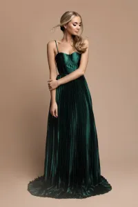 Smaragdové spoločenské šaty s plisovanou sukňou Veľkosť: L
