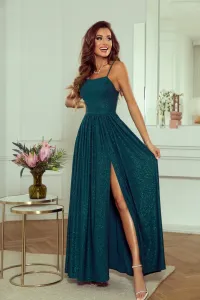 Smaragdové trblietavé šaty s rozparkom Veľkosť: S #4601734