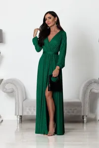 Smaragdové trblietavé šaty s rozparkom Veľkosť: S