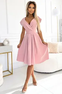 Svetloružové midi šaty s áčkovou sukňou Veľkosť: XXL