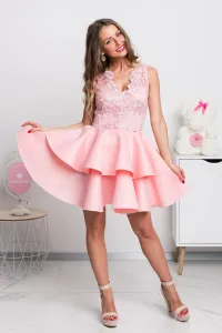 Svetloružové spoločenské mini šaty s áčkovou sukňou Veľkosť: L