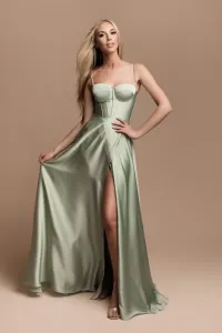 Svetlozelené spoločenské šaty s korzetom Veľkosť: L