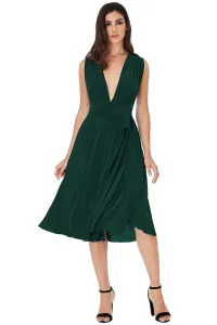 Zelené midi šaty na viazanie Veľkosť: L