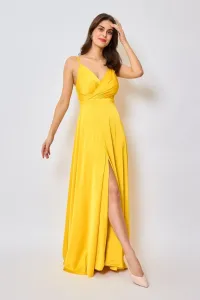 Žlté spoločenské šaty s vysokým rozparkom Veľkosť: M