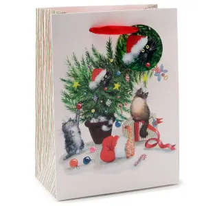 Darčeková taška mačky a darčeky - vianočné, veľkosť M #8838064
