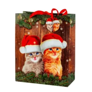 Darčeková taška s dvoma mačkami - vianočná, veľkosť L #2487972