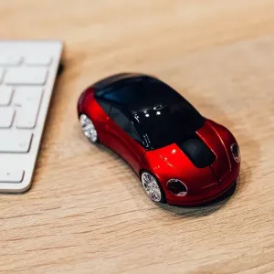 Bezdrôtová myš v tvare auta - červená #6471509
