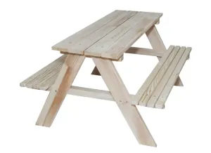 Záhradný nábytok pre deti, stôl + 2 drevené lavice, 92 x 78 x 52 cm