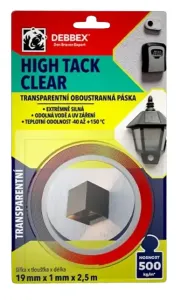 DEBBEX HIGH TACK CLEAR - Obojstranná priehľadná páska 19mm x 1mm x 2,5m