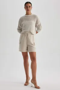 DEFACTO High Waist Linen Blend Shorts #7573854