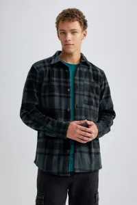 DEFACTO Regular Fit fleece Plaid Long Sleeve Shirt