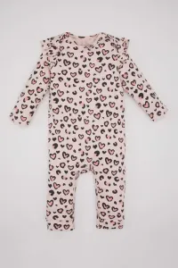 DEFACTO Baby Girl Newborn Leopard Pattern Heavy Fabric Jumpsuit