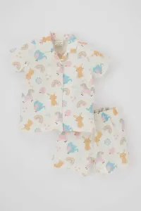 DEFACTO 2 piece Regular Fit Shirt Collar Animal Pyjamas Set