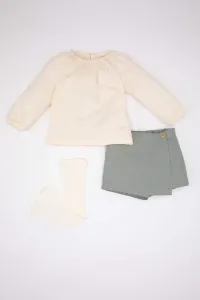 DEFACTO Baby Girl Gabardine Blouse Shorts Skirt Socks 3 Piece Set