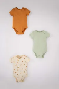 DEFACTO Baby Boy Safari Combed Cotton 3-Set Short Sleeve Snap Fastener Body #6670594