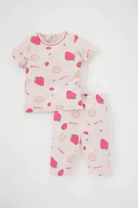 DEFACTO Baby Girl Embroidered Fruit Patterned Pajamas Set of 2