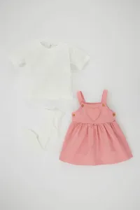 DEFACTO Baby Girl Salopet Dress Short Sleeved T-Shirt Socks 3 Piece Set