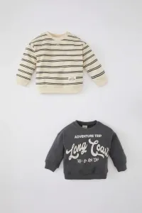 DEFACTO Baby Boy Crew Neck Slogan Printed 2 Piece Sweatshirts #9525181
