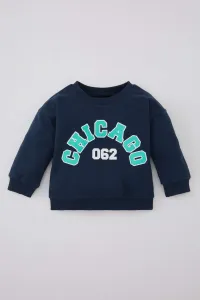 DEFACTO Baby Boy Crew Neck Slogan Printed Soft Lined Sweatshirt