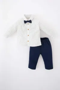 DEFACTO Baby Boy Shirt Collar Printed Twill 3-Piece Suit