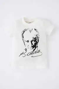 DEFACTO Baby Girls Crew Neck Atatürk Printed Short Sleeved T-Shirt #6410140