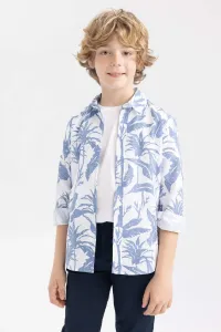 DEFACTO Boy Floral Pattern Linen Look Long Sleeve Shirt