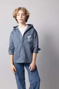 DEFACTO Boy Hooded Gabardine Long Sleeve Shirt