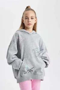 DEFACTO Girl Oversize Fit Hooded Soft Fuzzy Thick Fabric Sweatshirt #9014419