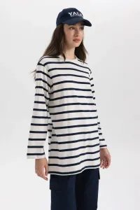 DEFACTO Regular Fit Crew Neck Striped Long Sleeve Tunic