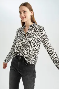 DEFACTO Regular Fit Shirt Collar Printed Long Sleeve Shirt