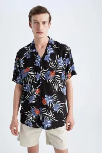 DEFACTO Regular Fit Short Sleeve Floral Print Viscose Shirt