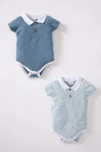 DEFACTO Baby Boy Polo Collar Pique 2-pack Short Sleeve Snap Fastener Body #6615985