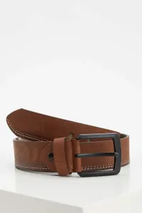 DEFACTO Men's Faux Leather Rectangle Buckle Single Belt